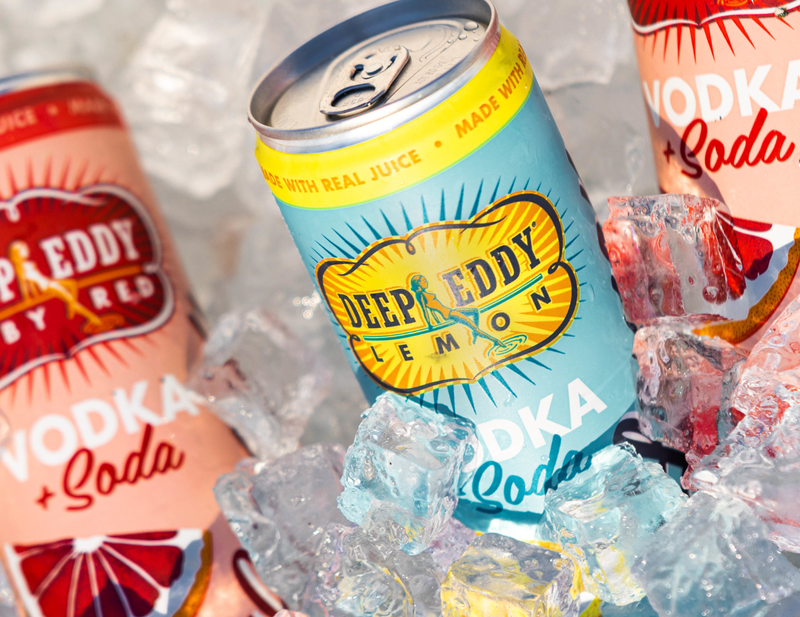 Cans of Deep Eddy on ice